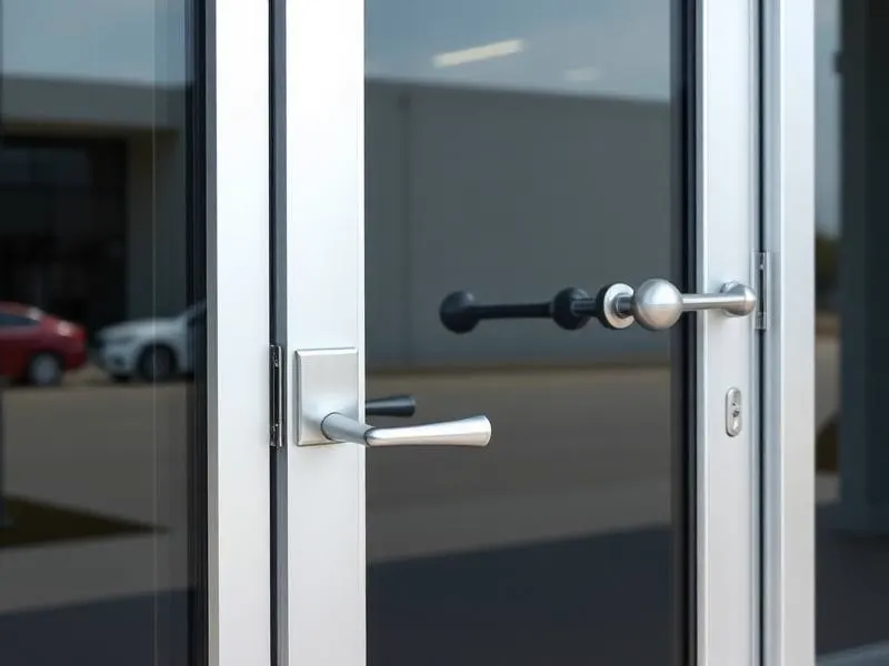 Commercial aluminum storefront door with a mortise lock
