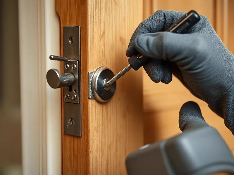 Repairing a lock mechanism on a wooden door