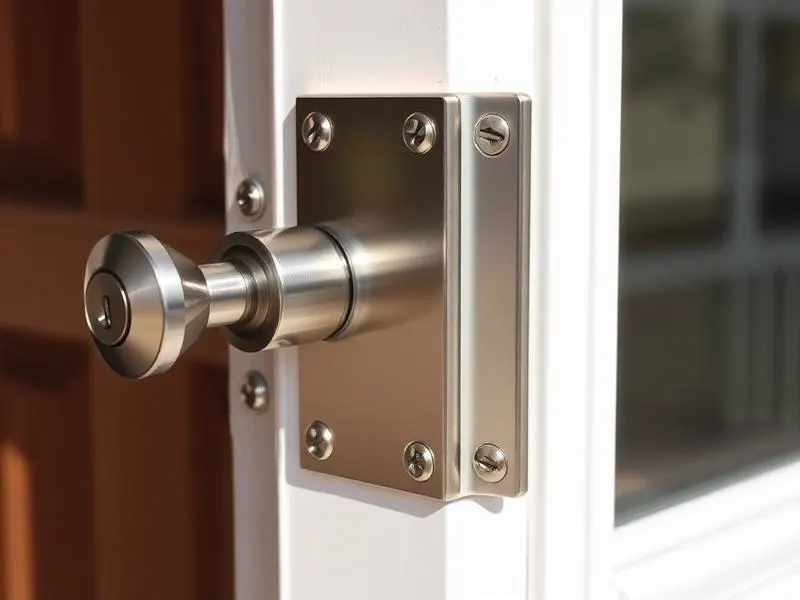 Steel reinforcement plate installed around a deadbolt